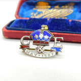 Charles Horner Silver & Enamel King George VI Coronation Brooch Antique 1937