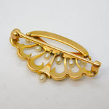 Victorian 14ct Yellow Gold & Seed Pearl Crown Sweetheart Brooch Antique