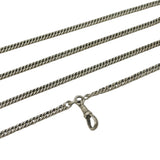 Victorian Sterling Silver Long Guard Muff Chain Necklace Antique c1880s