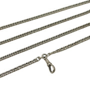 Victorian Sterling Silver Long Guard Muff Chain Necklace Antique c1880s