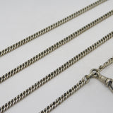 Victorian Sterling Silver Long Guard Muff Chain Necklace Antique c1880s
