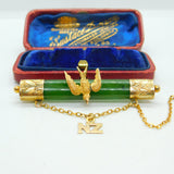 9ct Gold & New Zealand Nephrite Jade Sweetheart Brooch Antique c1910 Edwardian