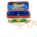 9ct Gold & New Zealand Nephrite Jade Sweetheart Brooch Antique c1910 Edwardian