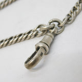 Victorian Sterling Silver Long Guard Muff Chain Necklace Antique c1880s
