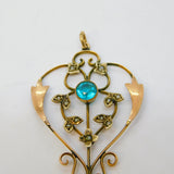 Edwardian 9ct Rose Gold, Topaz & Pearl Lavalier Drop Pendant Antique c1910