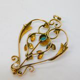 Edwardian 9ct Rose Gold, Topaz & Pearl Lavalier Drop Pendant Antique c1910