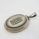 Victorian Large Sterling Silver Monogram Mourning Locket Antique c1880s