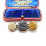 Georgian 9ct Rose Gold, Basalt & Lava High Relief Cameo Brooch Antique c1820