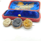 Georgian 9ct Rose Gold, Basalt & Lava High Relief Cameo Brooch Antique c1820