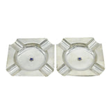 Sterling Silver & Enamel Blue Star Line Pair of Ashtrays Antique 1931 Birmingham
