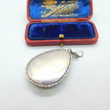 Large Sterling Silver & Morpho Butterfly Wing Drop Pendant Antique c1920 Deco