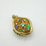 Chinese Export Sterling Silver Gilt & Enamel Locket Pendant Antique c1930