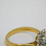9ct Yellow Gold, Emerald & Diamond Floral Cluster Ring Vintage 1990 Birmingham