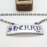 Sterling Silver & Blue Enamel Sherry Decanter Label 1960 Birmingham Vintage