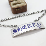 Sterling Silver & Blue Enamel Sherry Decanter Label 1960 Birmingham Vintage