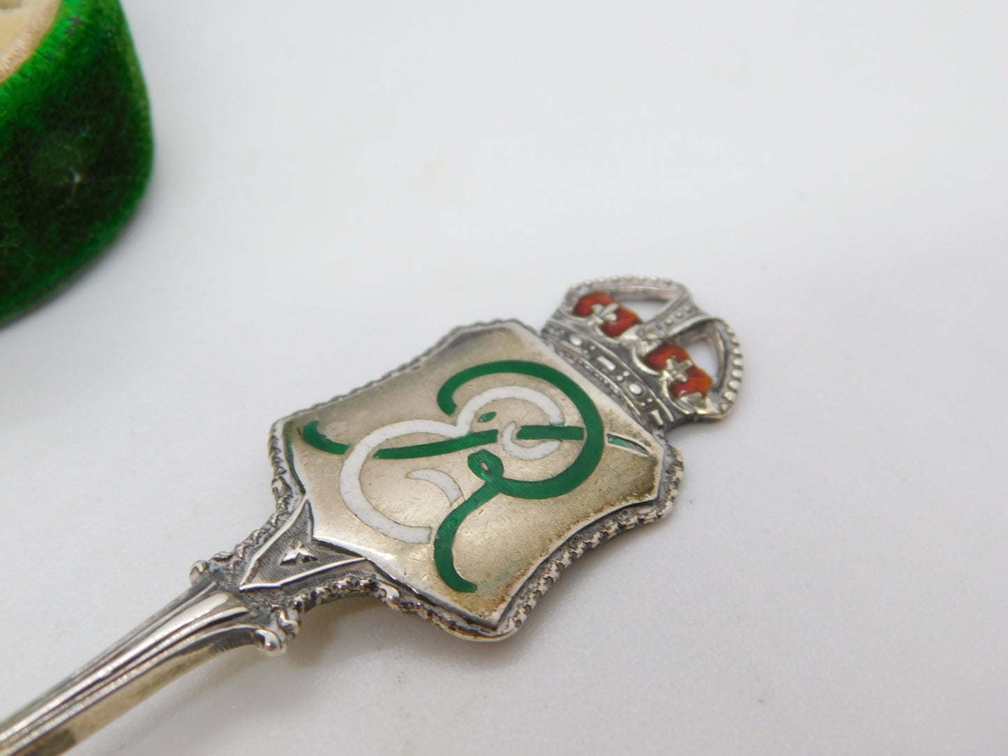 King Edward VII Sterling Silver Enamel Coronation Souvenir Spoon 1901 Antique