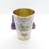 Russian Silver Gilt & Niello Enamel .875 Grade Vodka Shot Cup Antique c1880