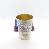 Russian Silver Gilt & Niello Enamel .875 Grade Vodka Shot Cup Antique c1880