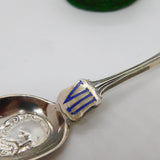 King Edward VII Sterling Silver Enamel Coronation Souvenir Spoon 1901 Antique