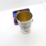 Russian Silver Gilt & Niello Enamel .875 Grade Vodka Shot Cup Antique c1880