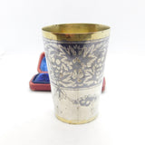Russian Silver Gilt & Niello Enamel .875 Grade Vodka Shot Cup Antique c1880
