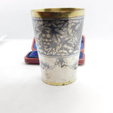 Russian Silver Gilt & Niello Enamel .875 Grade Vodka Shot Cup Antique c1880