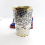 Russian Silver Gilt & Niello Enamel .875 Grade Vodka Shot Cup Antique c1880