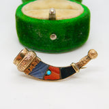 Victorian Scottish 9ct Gold, Agate, Citrine, Turquoise & Diamond Sword Brooch Antique c1840