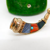 Victorian Scottish 9ct Gold, Agate, Citrine, Turquoise & Diamond Sword Brooch Antique c1840