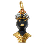 Large 19th Century Venetian 15ct Gold & Enamel Blackamoor Pendant Antique c1860