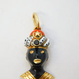 Large 19th Century Venetian 15ct Gold & Enamel Blackamoor Pendant Antique c1860