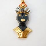Large 19th Century Venetian 15ct Gold & Enamel Blackamoor Pendant Antique c1860