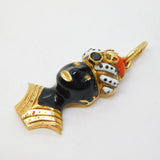 Large 19th Century Venetian 15ct Gold & Enamel Blackamoor Pendant Antique c1860