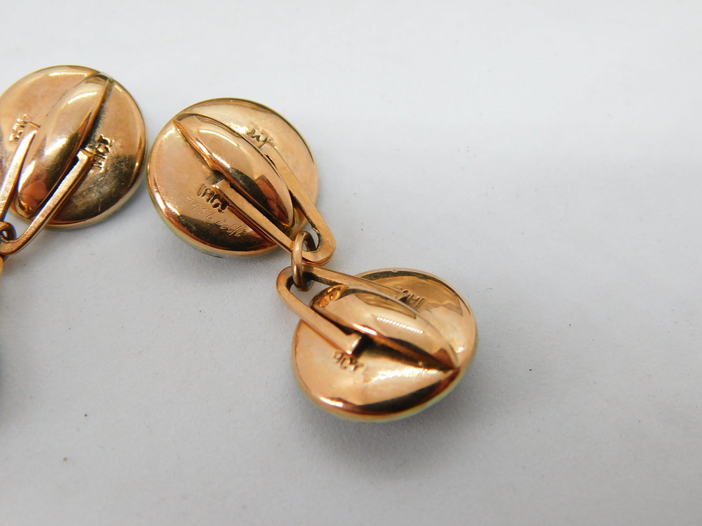 Boxed Victorian 9ct Rose Gold, Enamel & Pearl Stud, Cufflinks, Button Set c1880