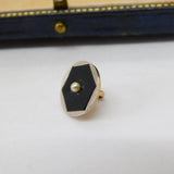 Boxed Victorian 9ct Rose Gold, Enamel & Pearl Stud, Cufflinks, Button Set c1880