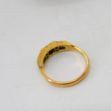 Victorian 18ct Yellow Gold, Rose Cut Diamond & Pearl Boat Ring Antique c1890
