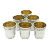 19th Century French Set of Six .950 Standard Silver Shot Cups Antique c1880