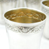 19th Century French Set of Six .950 Standard Silver Shot Cups Antique c1880