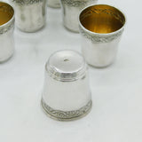 19th Century French Set of Six .950 Standard Silver Shot Cups Antique c1880