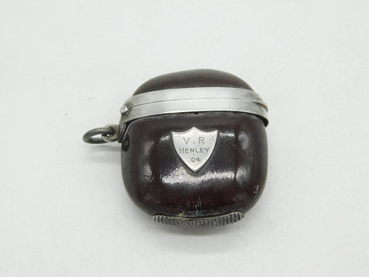 Edwardian Sterling Silver & Kola Nut Vesta Case Antique c1904 'V.R Henley'