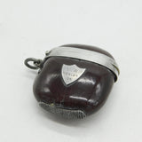 Edwardian Sterling Silver & Kola Nut Vesta Case Antique c1904 'V.R Henley'