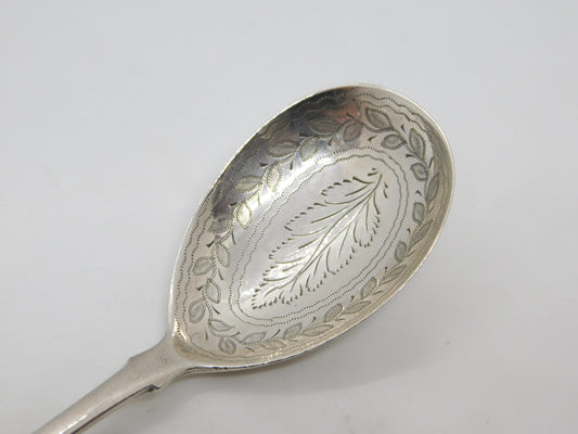 George IV Sterling Silver Leaf Pattern Tea Caddy Spoon Antique 1822 London