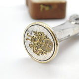 German Silver Plated Art Nouveau Armorial Crested Desk Seal Stamp c1880