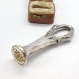 German Silver Plated Art Nouveau Armorial Crested Desk Seal Stamp c1880