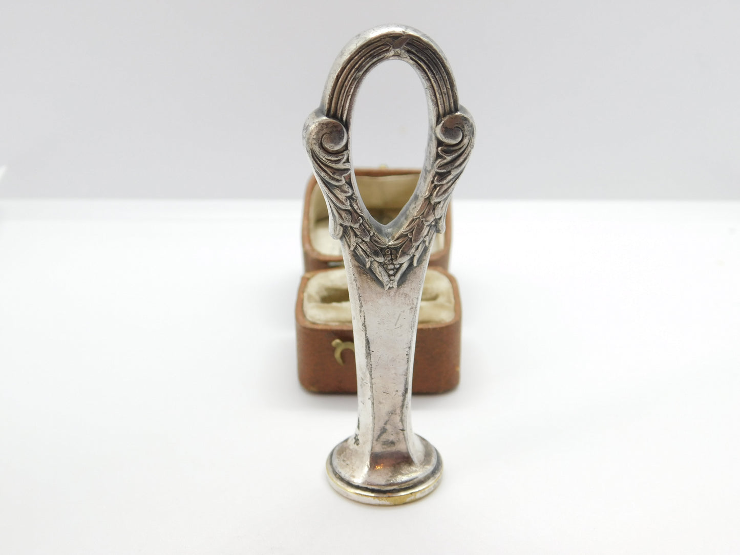 German Silver Plated Art Nouveau Armorial Crested Desk Seal Stamp c1880