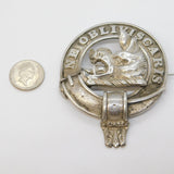 Victorian Large Sterling Silver Clan Campbell Kilt Brooch Antique c1880s