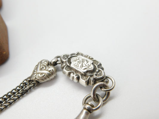 Sterling Silver Albertina Watch Chain with Propelling Pencil Fob 1911 London