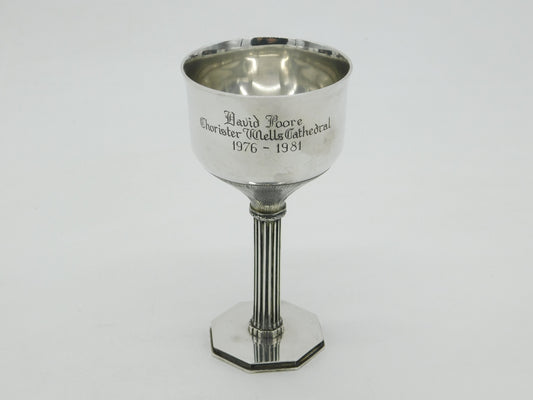 Sterling Silver Column Form Wine Goblet 'David Poore, Wells Cathedral' Vintage