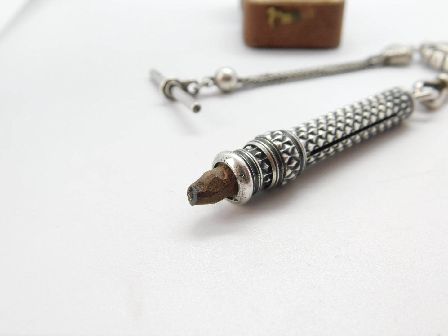 Sterling Silver Albertina Watch Chain with Propelling Pencil Fob 1911 London