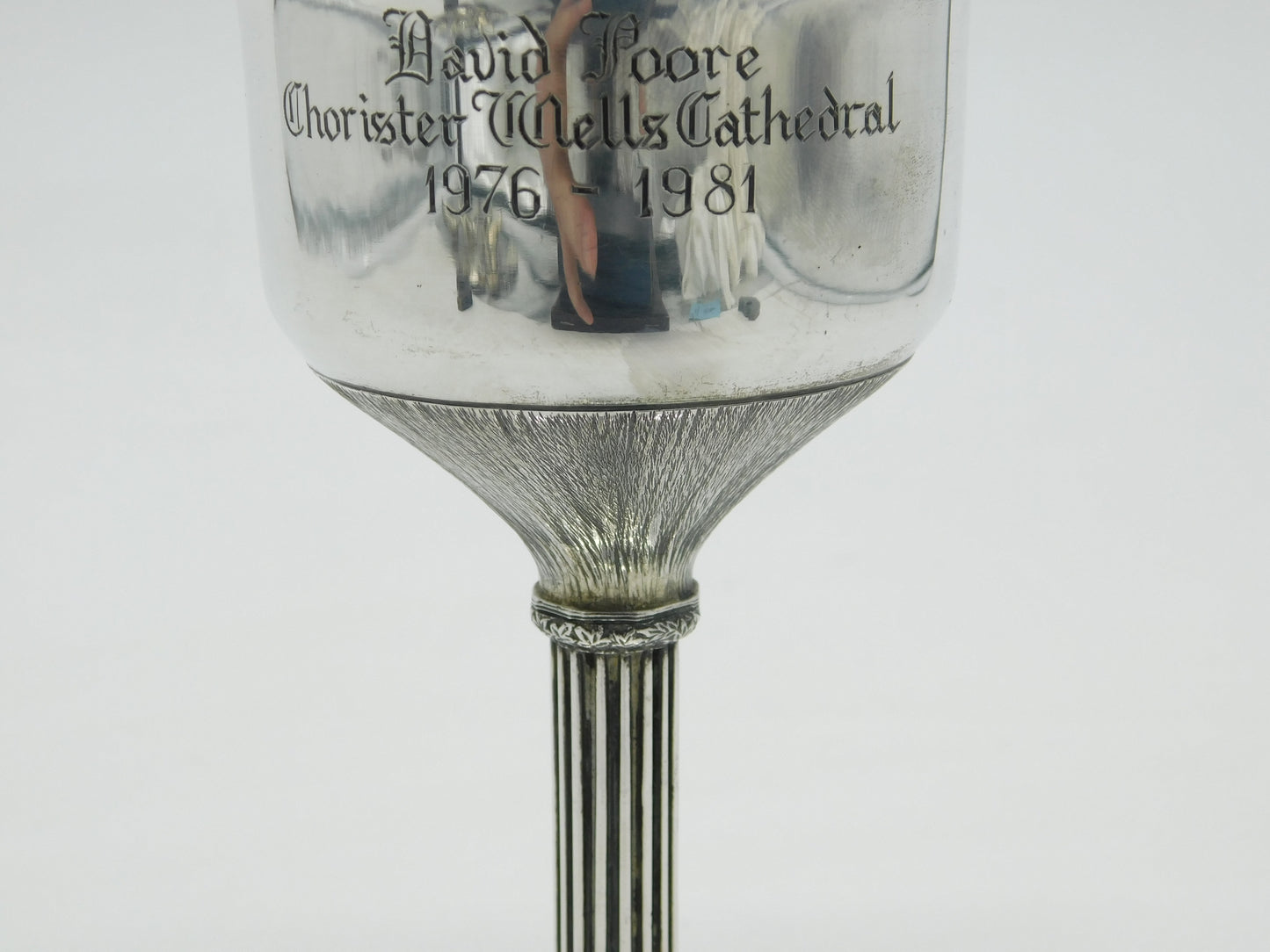 Sterling Silver Column Form Wine Goblet 'David Poore, Wells Cathedral' Vintage